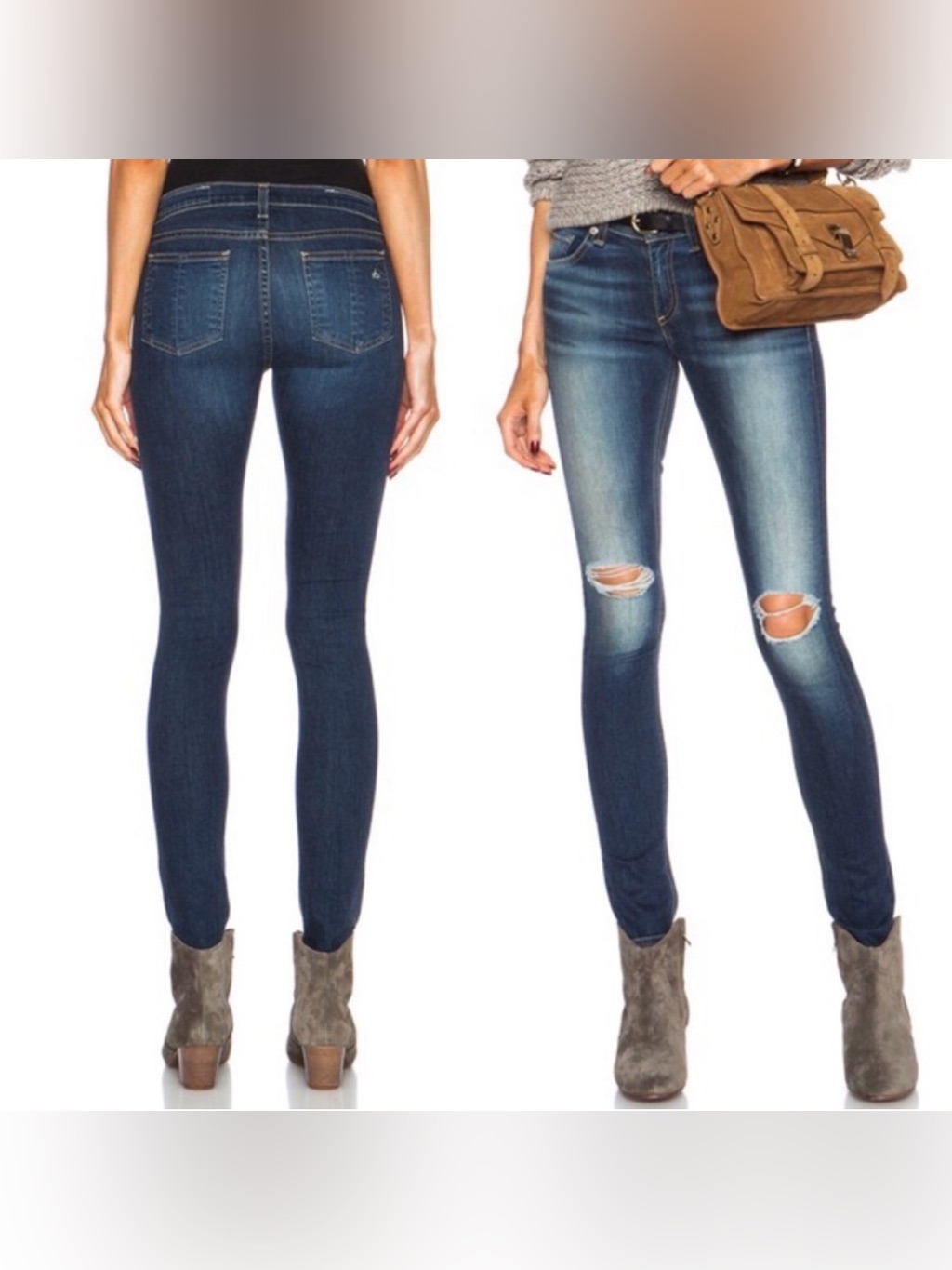 Rag & Bone Ankle Crop Raw Hem Pacifico Skinny Distressed Size 28